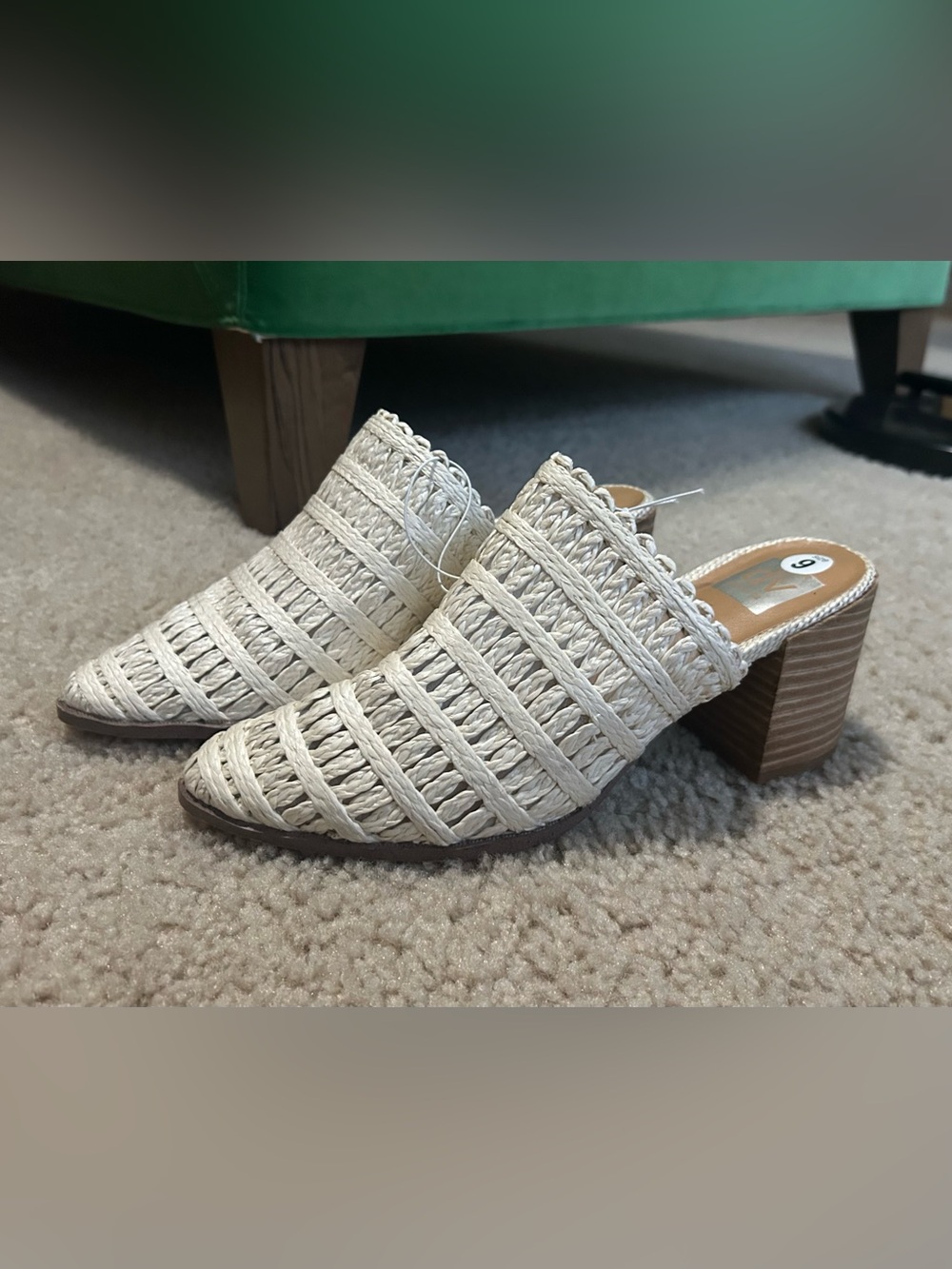 DOLCE VITA cream woven Cream MULES Slingback Heels - 8 - nwot raffia pointy new